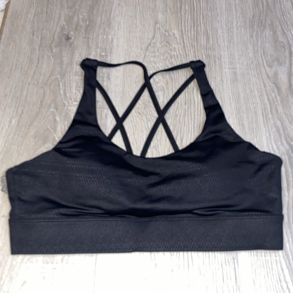 Zyia Active XXXL Strappy Back Sports Bra Black Womens athletic patterned